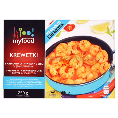 Myfood Krewetki Obrane Z Maślanym Sosem Cytrynowym Z Chili, Glazura: 0%, 250 G