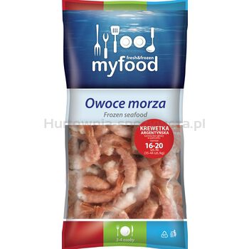 Myfood Krewetki Argentyńskie Surowe Bez Głowy W Pancerzu, , Rozmiar: 16-20 Szt./Lb , Glazura: 10%, 450/500 G