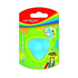 Temperówka Plastikowa Keyroad, Trójkątna, Podwójna, 1Szt., Blister, Mix Kolorów