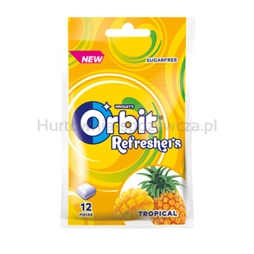 Orbit Refreshers Tropical Guma do żucia bez cukru 26g (12 drażetek)