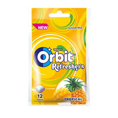 Orbit Refreshers Tropical Guma do żucia bez cukru 26g (12 drażetek)