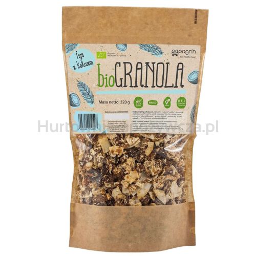 Granola Figa Z Kokosem Bez Dodatku Cukrów Bezglutenowa Bio 320 G - Papagrin [BIO]