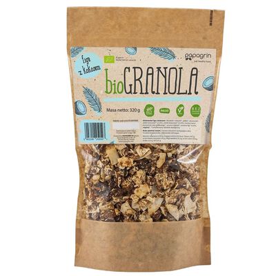 Papagrin Granola Figa Z Kokosem Bez Dodatku Cukrów Bezglutenowa Bio 320 G [BIO]