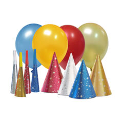 Zestaw Mega Paka Magic Party (4 Czapeczki Magic Party, 4 Trąbki Magic Party, 4 Balony Metalizowane)