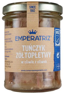 Tuńczyk Żółtopłetwy Filety Msc W Oliwie Z Oliwek 200 G (130 G) (Słoik) - Emperatriz [BIO]