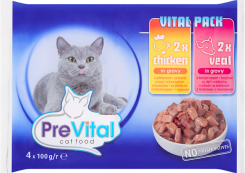 Prevital Vital Pack Karma Dla Dorosłych Kotów Z Kurczakiem Lub Cielęciną W Sosie 4 X 100 G
