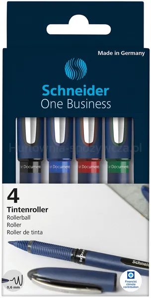 Schneider Zestaw piór kulkowych One Business, 0,6 mm, 4szt., miks kolorów 