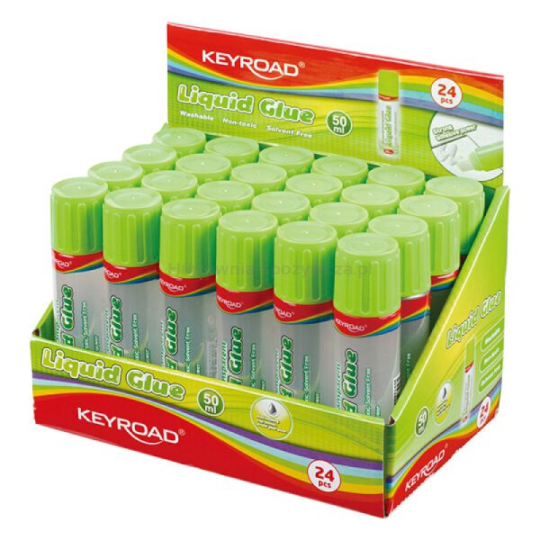 Klej w płynie KEYROAD, z gąbczastą końcówką, 50ml, pakowane na displayu - 2