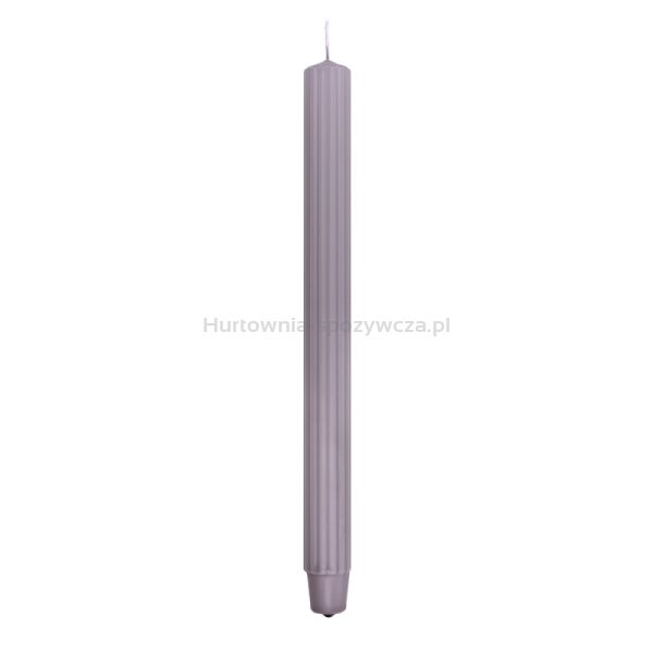 Świeca stołowa długa ryflowana DONAU HOME, 25x300 mm, 4 szt., szaro-popielata