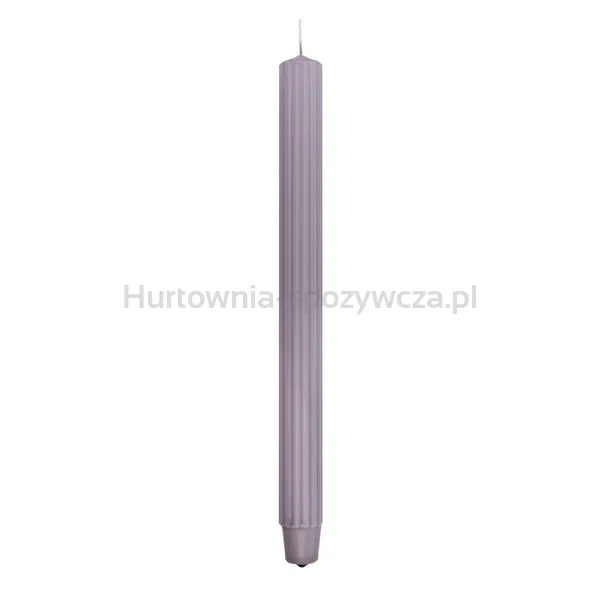 Świeca stołowa długa ryflowana DONAU HOME, 25x300 mm, 4 szt., szaro-popielata