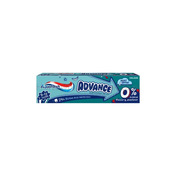 Aquafresh Advance Pasta Do Zębów Stałych Dla Dzieci 9-12 Lat Z Fluorem 75 Ml