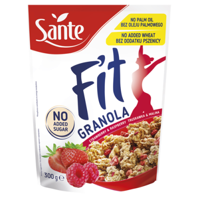 Sante Fit Granola Malina Truskawka Bez Dodatku Cukru 300G 