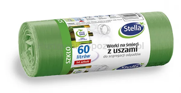 Stella Worki z uszami do segregacji szkła, 60 l, 14 szt., zielone, zielony