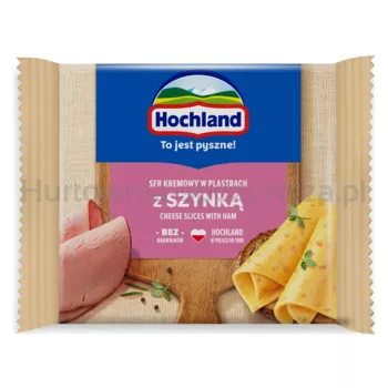 Hochland z szynką. Ser kremowy topiony w plastrach z szynką 130g