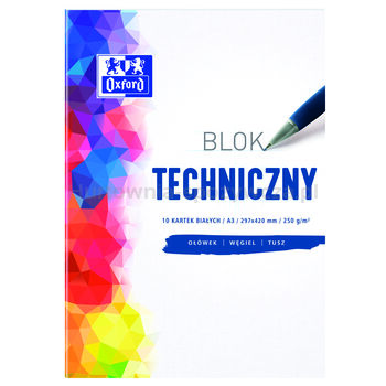 Oxford Blok techniczny A3 10 kartek, biały