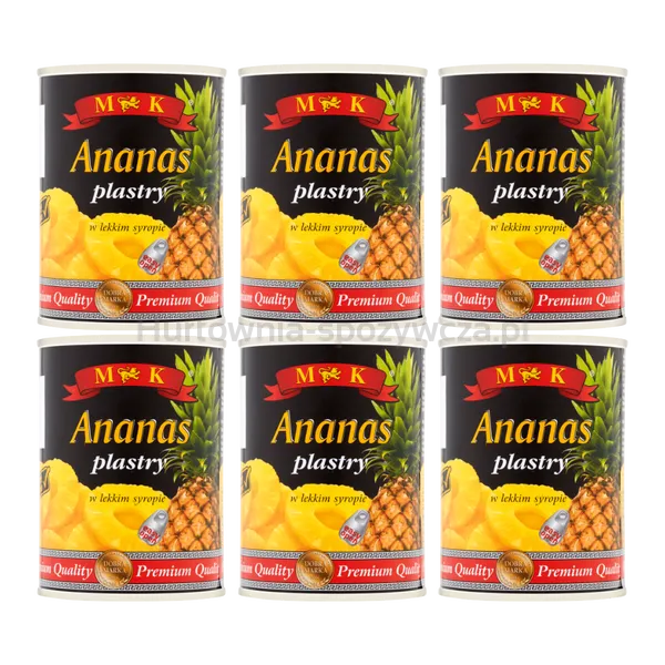 Mk Ananas Plastry W Lekkim Syropie 565G Z Otwieraczem x 6 sztuk