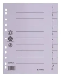 Donau Przekładka karton A4, 235x300mm, 1-10, 1 karta, szara 