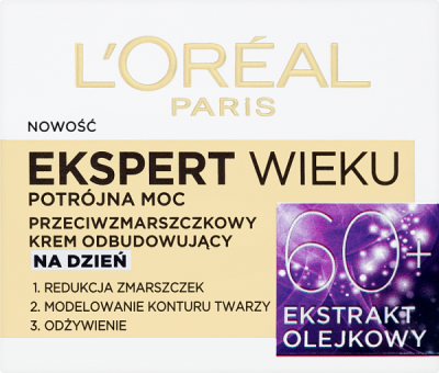 L'Oreal Paris Ekspert Wieku 60+ Przeciwzmarszczkowy Krem Odbudowujący Na Dzień 50 Ml