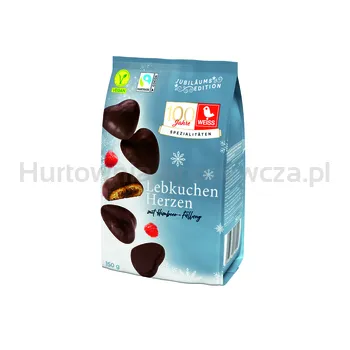 Weiss Pierniki W Kształcie Serc Z Nadzieniem Malinowym W Czekoladzie 150G