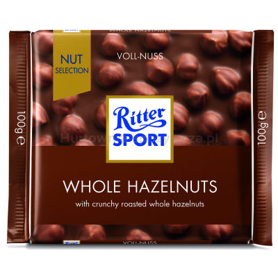 Ritter Sport Czekolada Mleczna Z Całymi Prażonymi Orzechami Laskowymi 100G