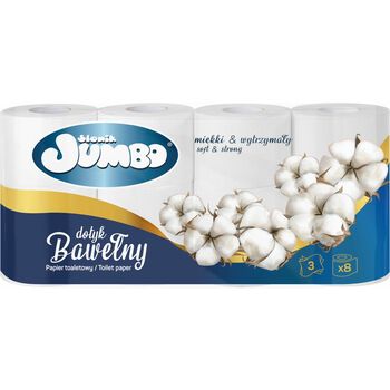 Słonik Jumbo papier toaletowy bawełna 8 rolek 3-warstwowy