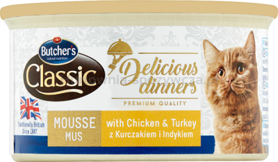 Butcher's Delicious Dinners Cat Z Kurczakiem I Indykiem Mus 85G