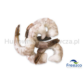 FREEZCO Krewetki białe Vannamei surowe, obrane, z ogonkiem 31-40pcs/lb worek 0,75kg/1kg, 25% glazury, mrożone IQF