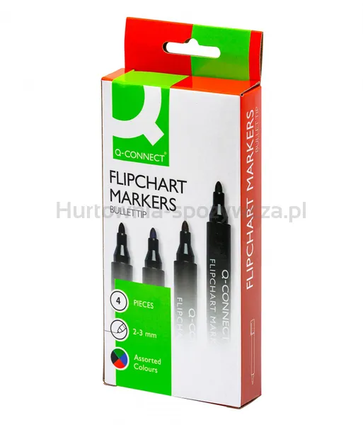 Marker Do Flipchartów Q-Connect, Okrągły, 4 Szt., Mix Kolorów