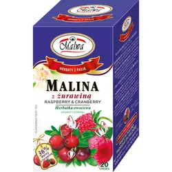 Malwa Herbata owocowa aromatyzowana malina z żurawiną 20x2g