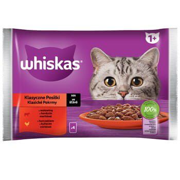 Whiskas Klasyczne Posiłki 1+ Sos Z Wołowiną I Z Kurczakiem 340 G (4X85 G)