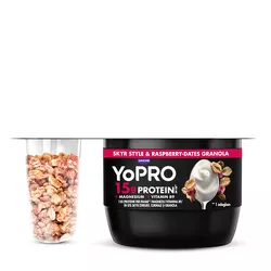 YoPRO Mix&crunch Jogurt typu skyr z granolą z malinami i daktylami 132 g