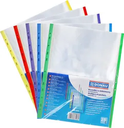 Koszulki Na Dokumenty Donau, Pp, A4, Krystal, 40Mikr., Kolorowy Brzeg - Mix Kolorów, 25Szt. Z Koloru (Mix W Kartonie)