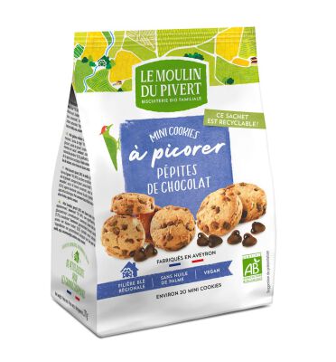 Ciastka Mini Z Dropsami Czekoladowymi Bio 170 G - Le Moulin Du Pivert [BIO]