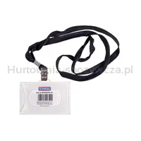 Identyfikator DONAU, z taśmą, twardy, czarny - 2