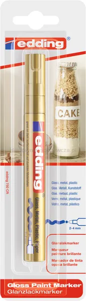 Marker olejowy połyskujący e-750 EDDING, 2-4mm, blister, złoty