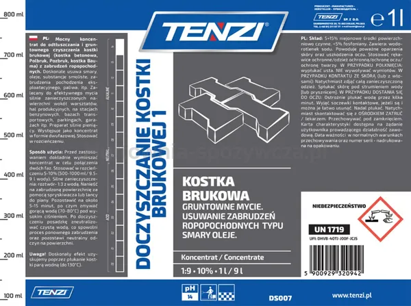 Dwufazowy koncentrat do czyszczenia kostki brukowej TENZI, 1l