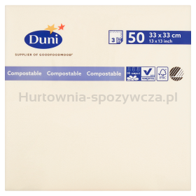 Duni Serwetki 3 Warstwowe 33X33 Cm Kremowy 50 Szt.