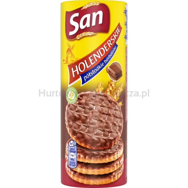 SAN Herbatniki holenderskie półsłodkie, w czekoladzie, 170g