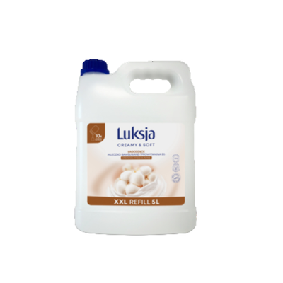 Luksja Creamy & Soft Kremowe mydło w płynie Mleczko bawełniane i Prowitamina B5 5 L opakowanie uzupełniające