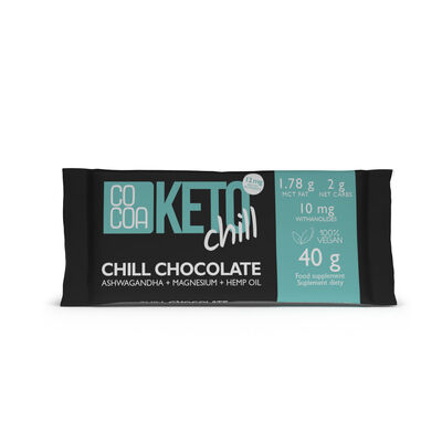 Czekolada Chill Z Magnezem, Ashwagandhą I Olejem Konopnym Keto 40 G - Cocoa [BIO]