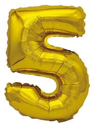 Balon foliowy PARTY GO, cyfra 5, 80cm, złoty