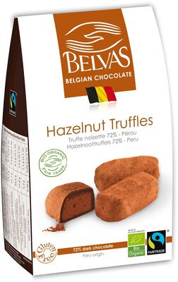 Belvas Czekoladki Belgijskie Trufle Z Orzechami Laskowymi Fair Trade Bezglutenowe Bio 100 G [BIO]