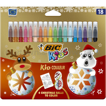 BIC Kids Kid Couleur flamastry nakładka świąteczna opak. 18 szt