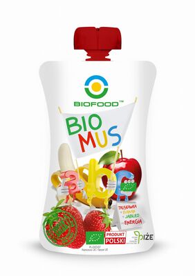 Bio Food  Mus Truskawkowo - Bananowo - Jabłkowy Bezglutenowy Bio 90 G - Bio Food