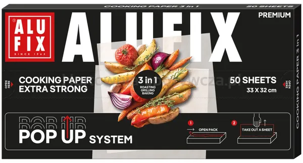 Papier do gotowania ALUFIX Pop-up, 3w1, 33x32cm, 50 arkuszy