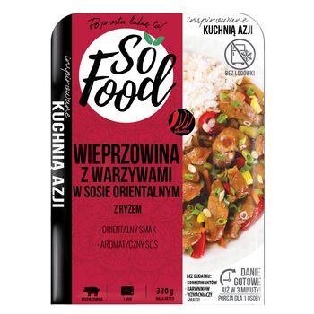 So Food Wieprzowina z warzywami w Sosie orientalnym z ryżem 330g.