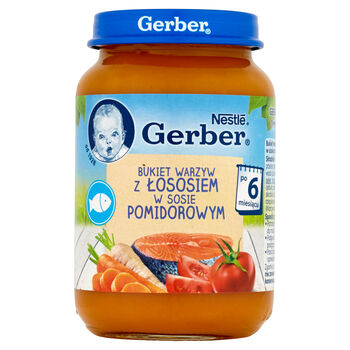 Gerber Bukiet Warzyw Z Łososiem W Sosie Pomidorowym Po 6 Miesiącu 190 G