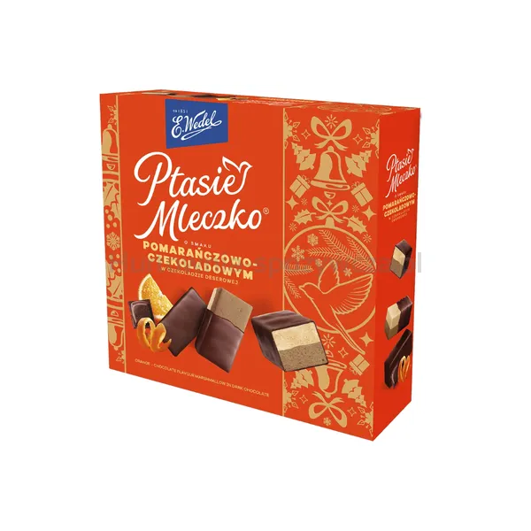E.Wedel Ptasie Mleczko o smaku pomarańczowo-czekoladowym w czekoladzie deserowej 340g