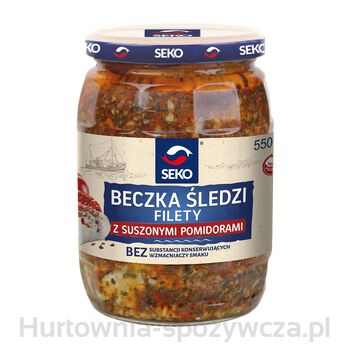 Beczka Śledzi Filety Z Suszonymi Pomidorami Seko 550G
