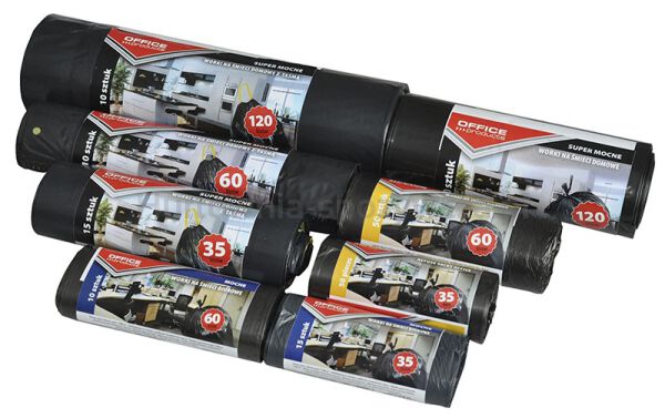 Worki Na Śmieci Domowe Z Taśmą  (Ldpe)35l 15Szt., Czarne - 2